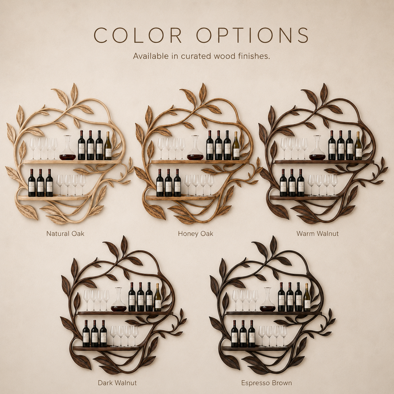Solid Wood Wall Wine Rack with Glass Holder - 5 Bottle - Cellular - product image 10