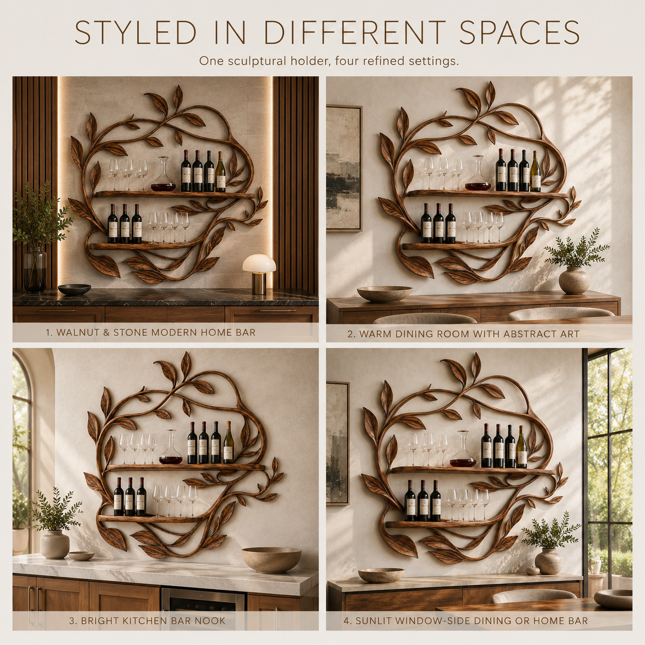 Solid Wood Wall Wine Rack with Glass Holder - 5 Bottle - Cellular - product image 11