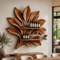 Solid Wood Wall Wine Rack with Glass Holder - 5 Bottle - Branch Form - main view