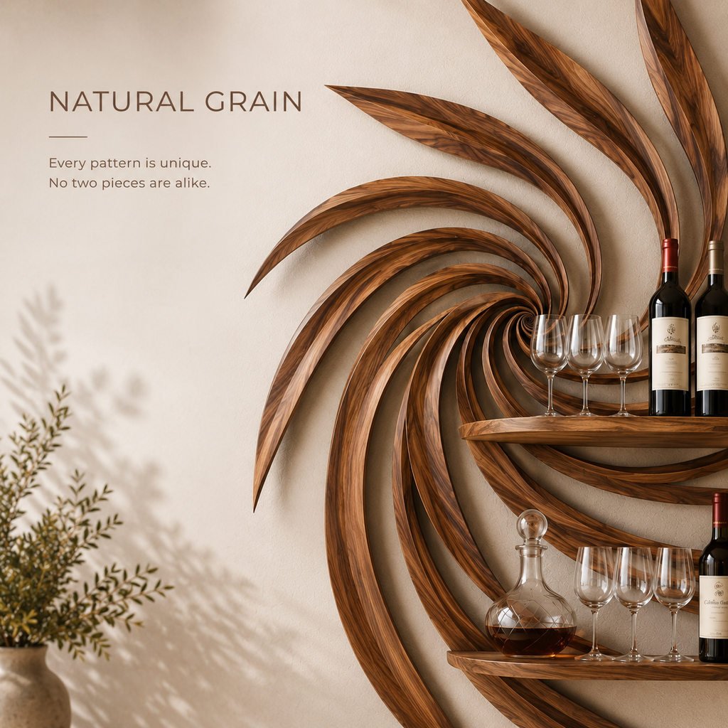 Solid Wood Wall Wine Rack with Glass Holder - 5 Bottle - Gallery Rail - product image 05