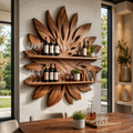 Solid Wood Wall Wine Rack with Glass Holder - 5 Bottle - Arched - main view