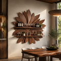 Solid Wood Wall Wine Rack with Glass Holder - 5 Bottle - Live Edge - main view