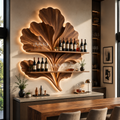 Solid Wood Wall Wine Rack with Glass Holder - Branch Form - main view