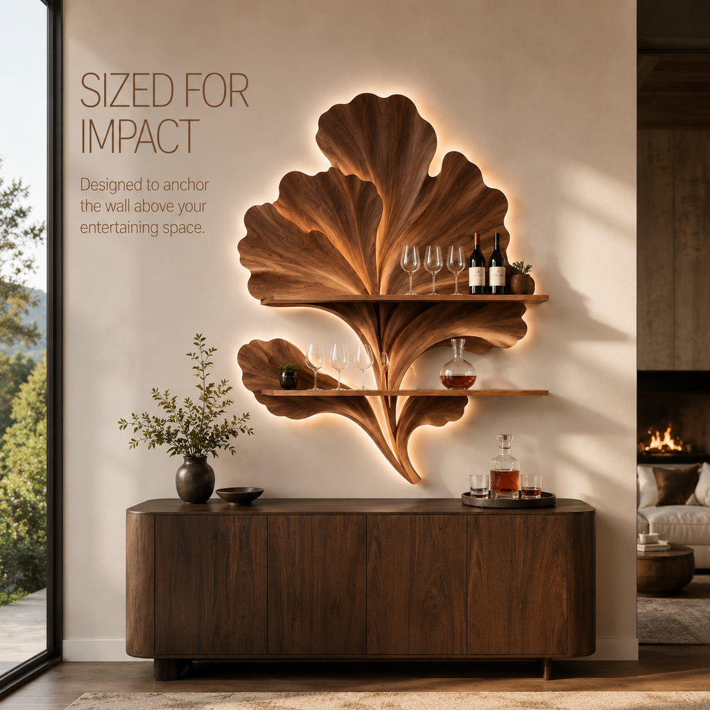 Solid Wood Wall Wine Rack with Glass Holder - Branch Form - product image 04