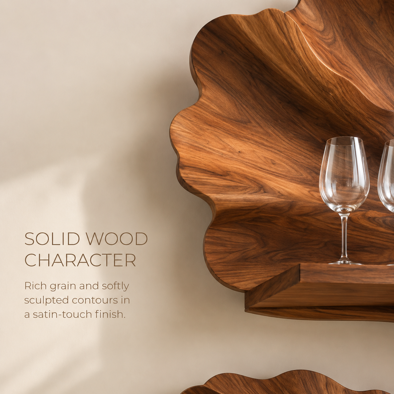 Solid Wood Wall Wine Rack with Glass Holder - Branch Form - product image 05