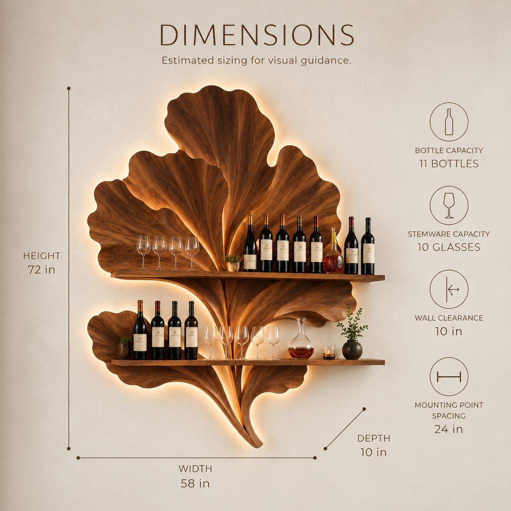 Solid Wood Wall Wine Rack with Glass Holder - Branch Form - product image 08