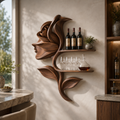 Solid Wood Wall Wine Rack with Glass Holder - Arched - main view
