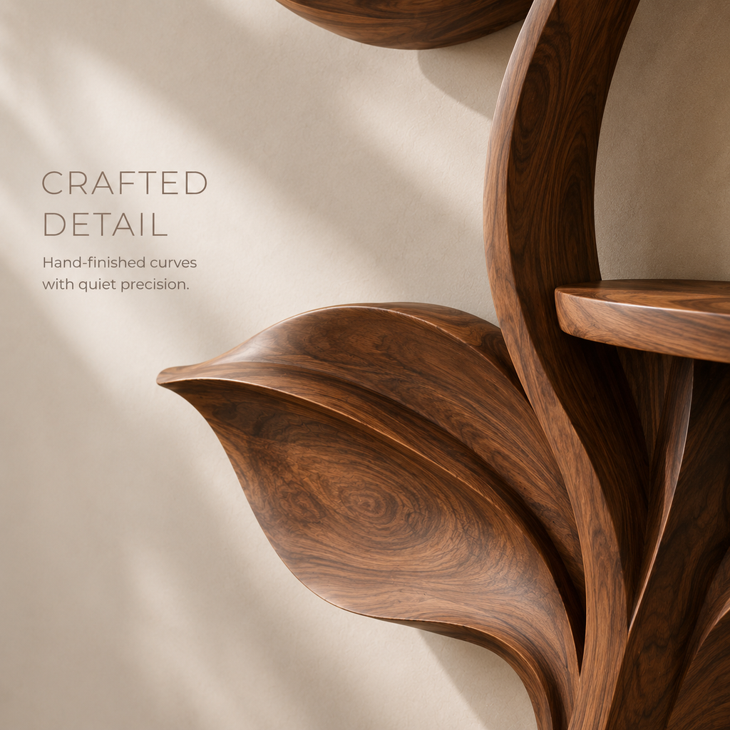 Solid Wood Wall Wine Rack with Glass Holder - Arched - product image 06