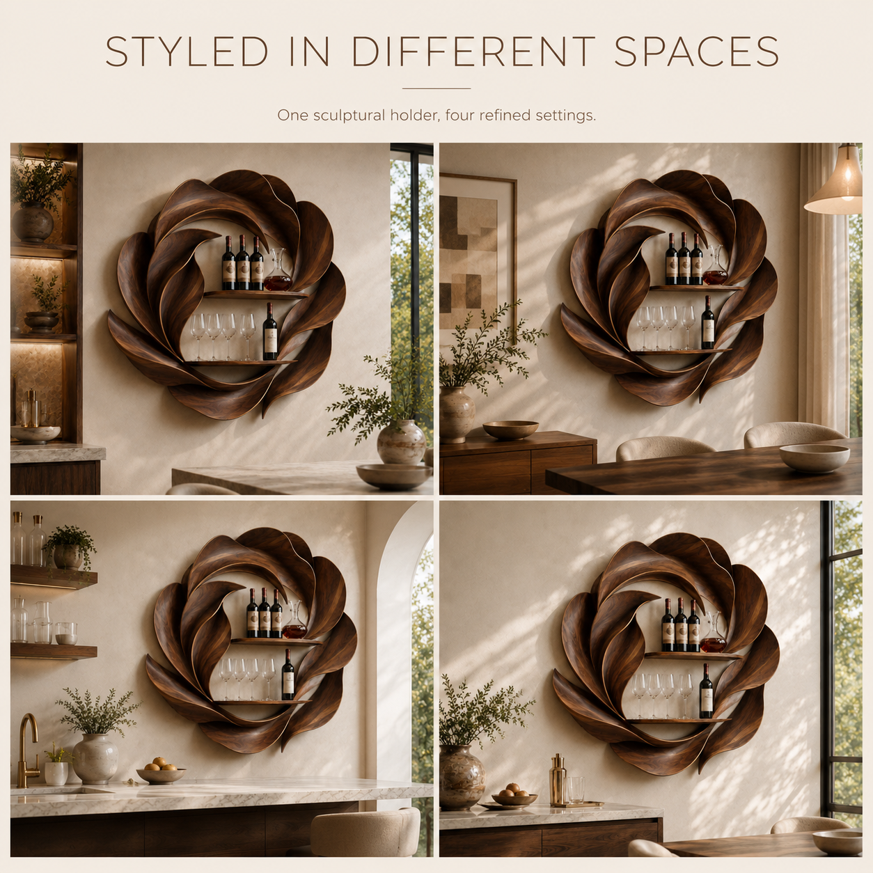 Solid Wood Wall Wine Rack with Glass Holder - Crescent - product image 10