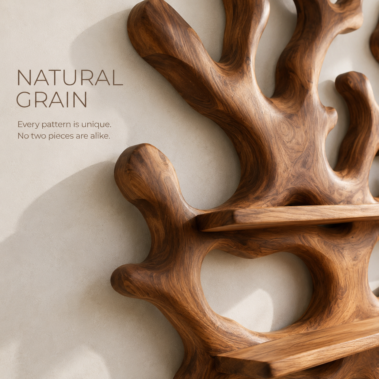 Solid Wood Wall Wine Rack with Glass Holder - Live Edge - product image 05
