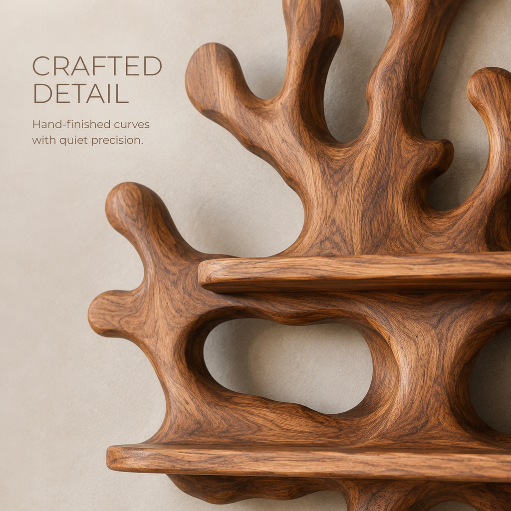 Solid Wood Wall Wine Rack with Glass Holder - Live Edge - product image 06