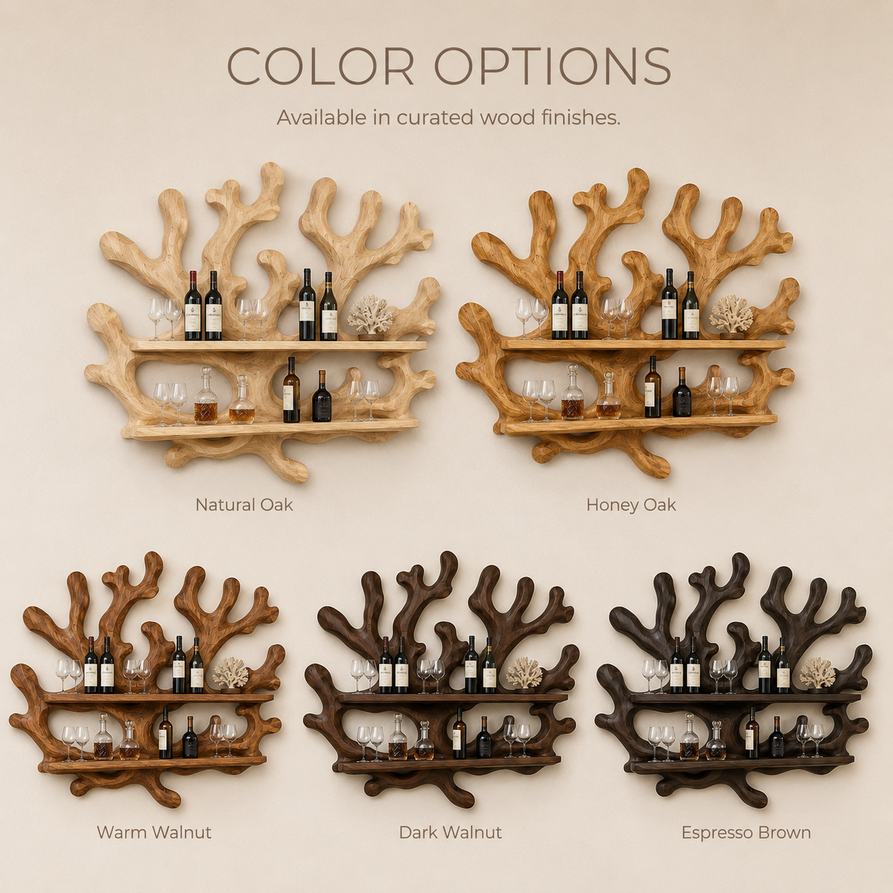 Solid Wood Wall Wine Rack with Glass Holder - Live Edge - product image 11