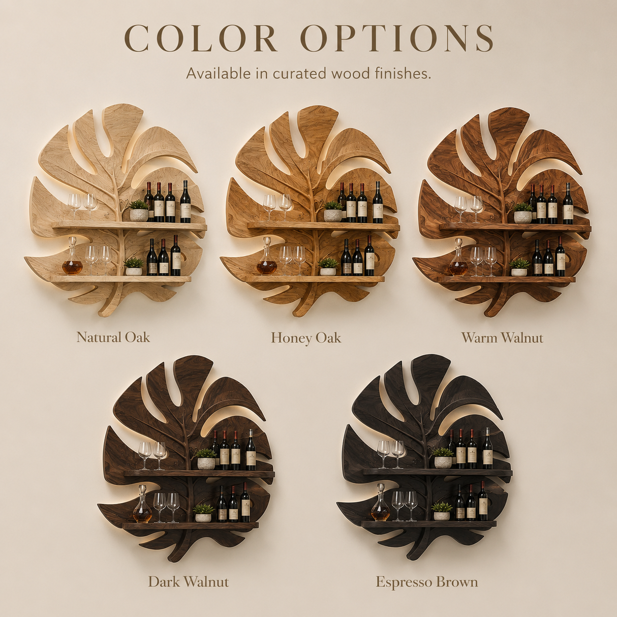 Solid Wood Wall Wine Rack with Glass Holder - Ribbed Wave - product image 11