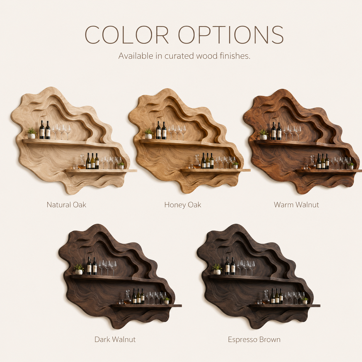 Solid Wood Wall Wine Rack with Glass Holder - Wave - product image 11
