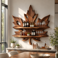 Solid Wood Wall Wine Rack with Glass Holder - Cellular - main view