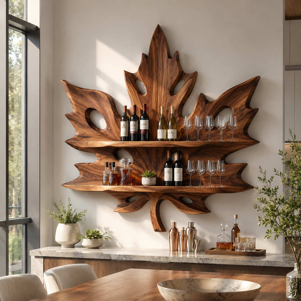Solid Wood Wall Wine Rack with Glass Holder - Cellular - main view