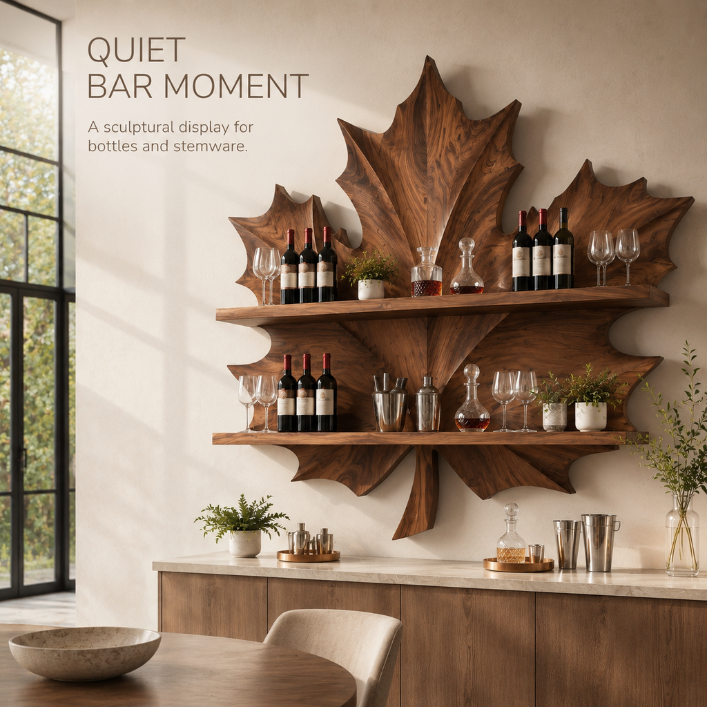 Solid Wood Wall Wine Rack with Glass Holder - Cellular - product image 02