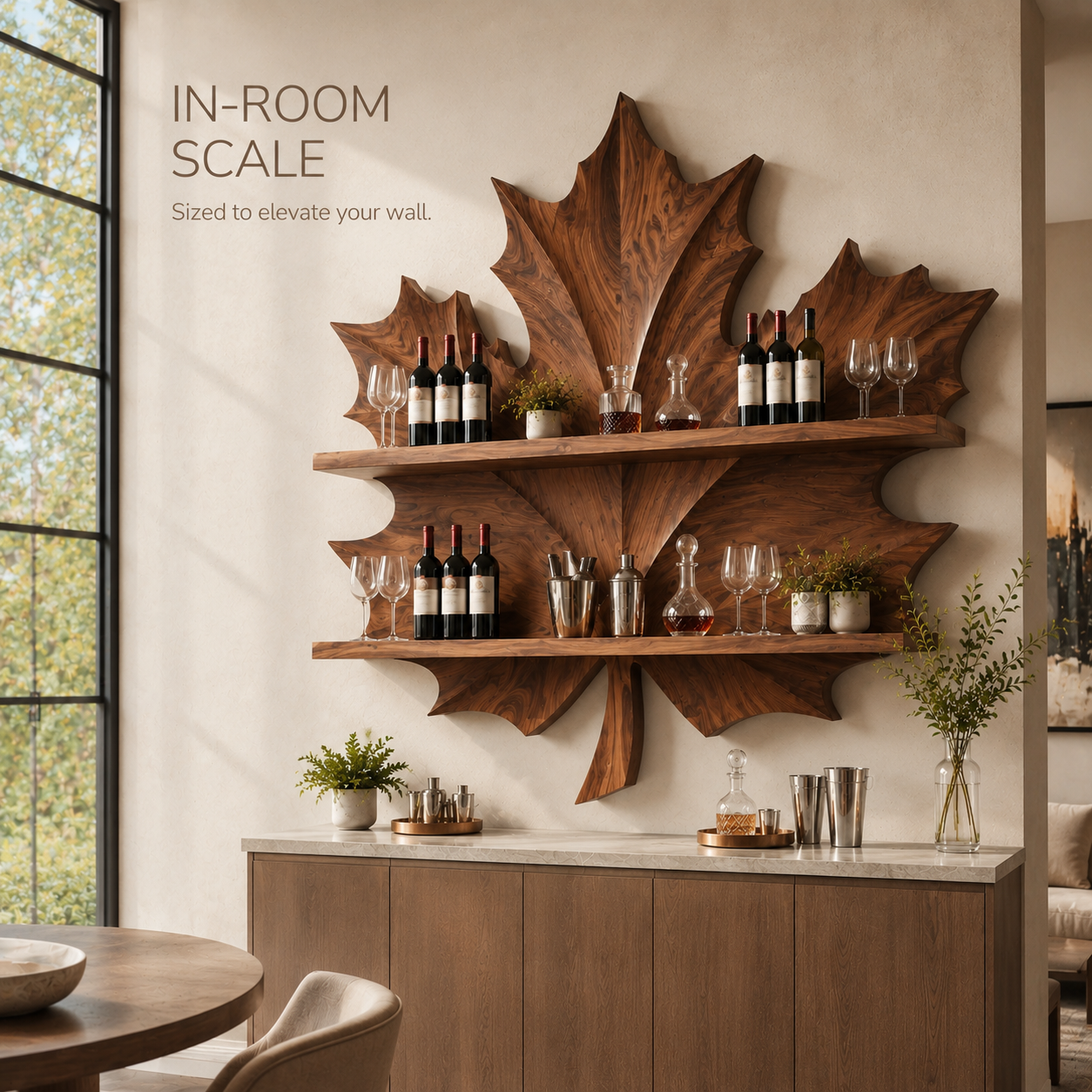 Solid Wood Wall Wine Rack with Glass Holder - Cellular - product image 04