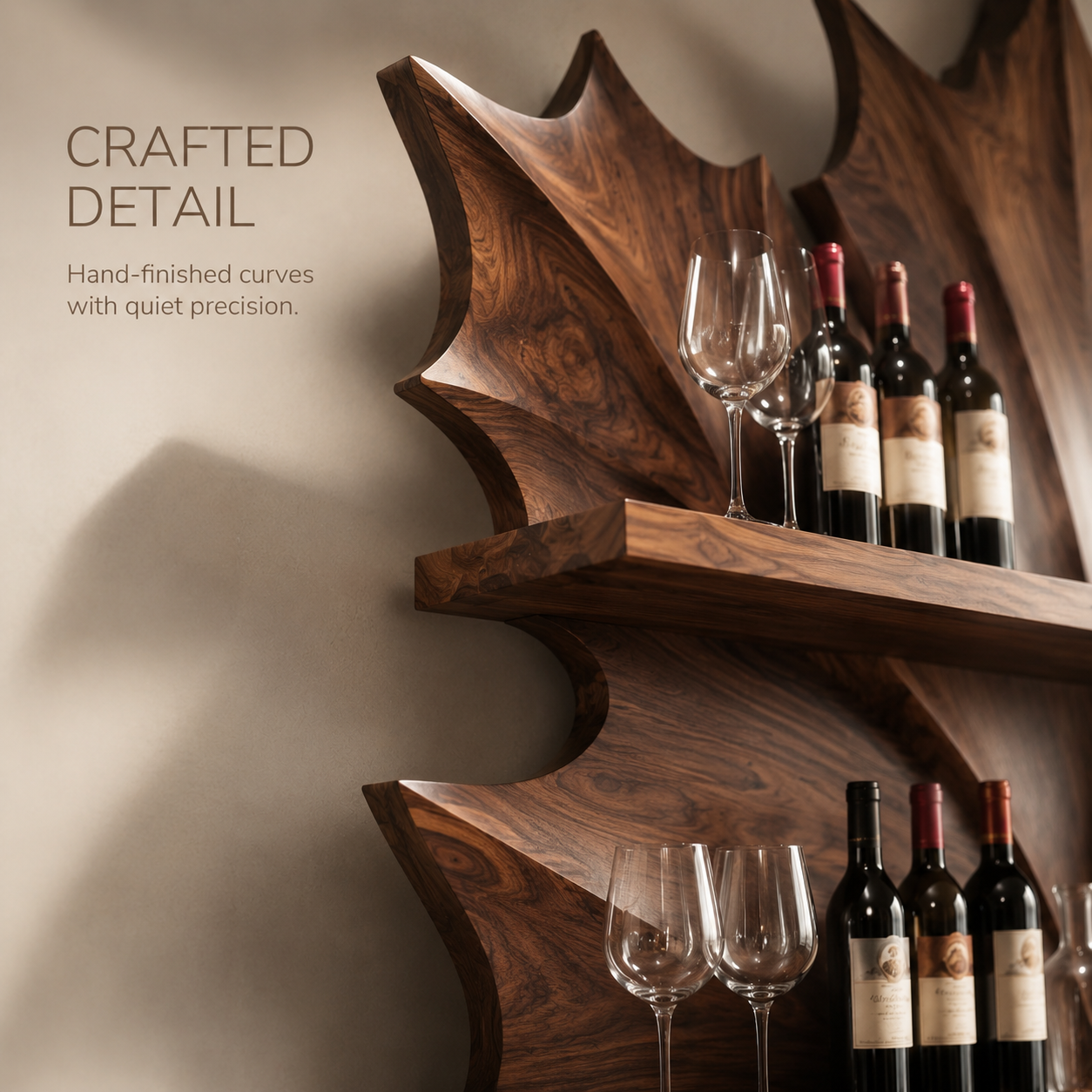 Solid Wood Wall Wine Rack with Glass Holder - Cellular - product image 06