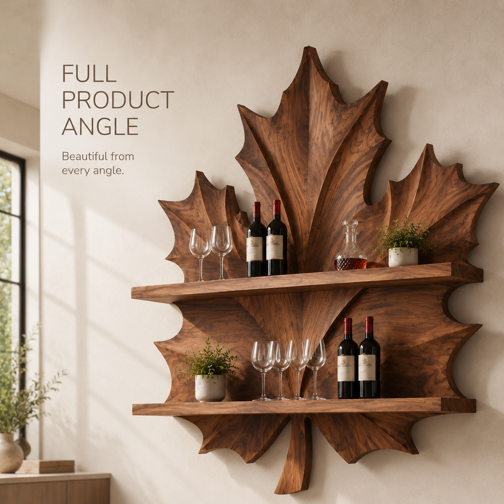 Solid Wood Wall Wine Rack with Glass Holder - Cellular - product image 07