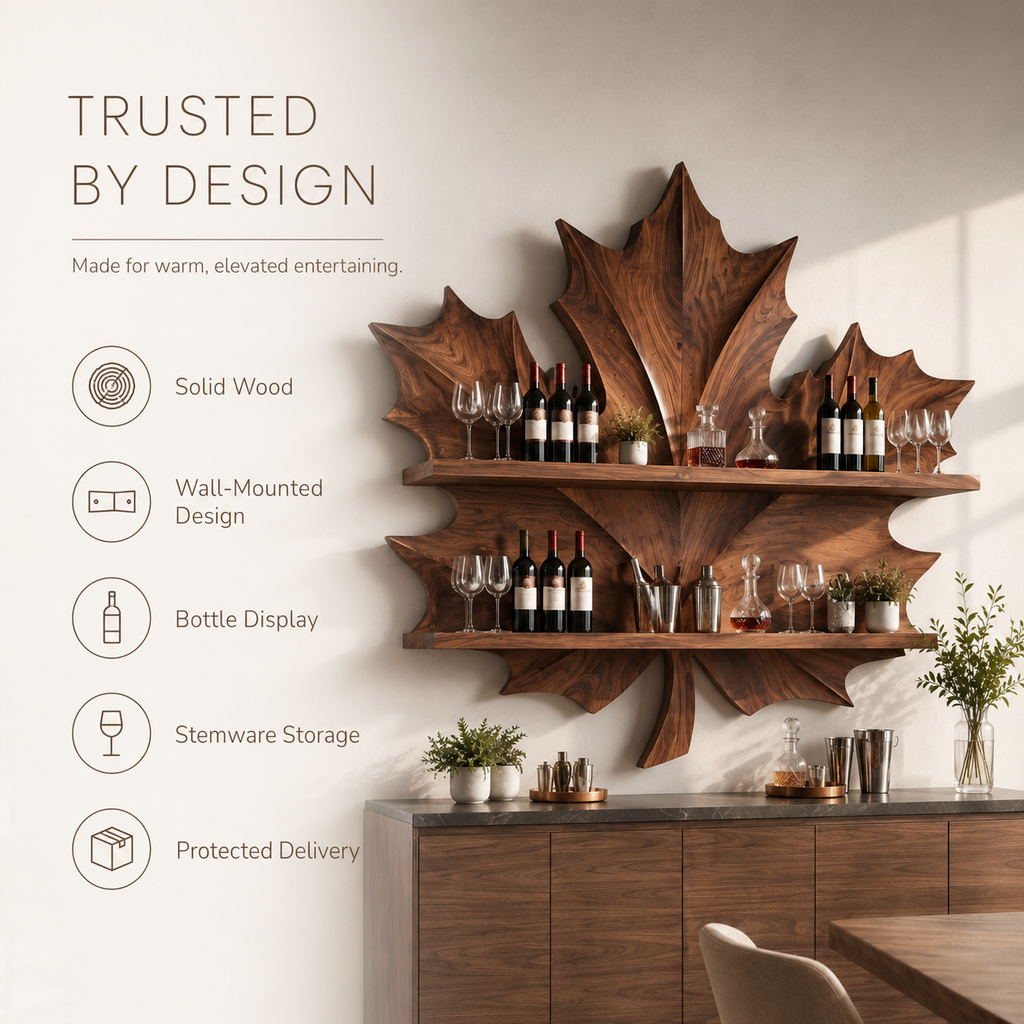 Solid Wood Wall Wine Rack with Glass Holder - Cellular - product image 09