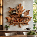 Solid Wood Wall Wine Rack with Glass Holder - Branch Form - main view