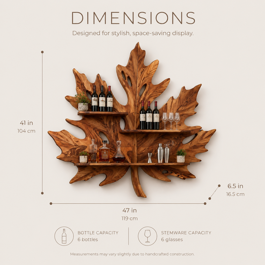 Solid Wood Wall Wine Rack with Glass Holder - Branch Form - product image 08