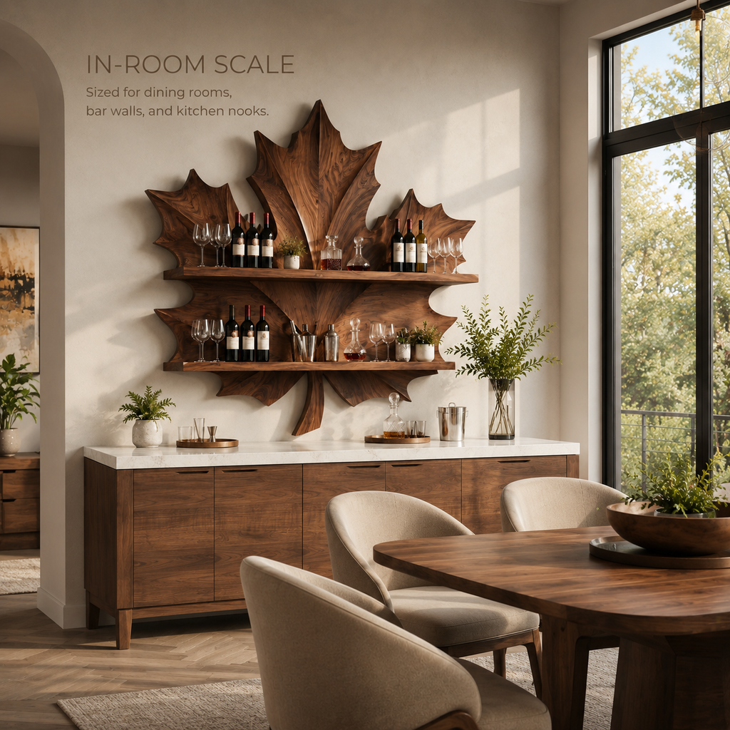 Solid Wood Wall Wine Rack with Glass Holder - Crescent - product image 04