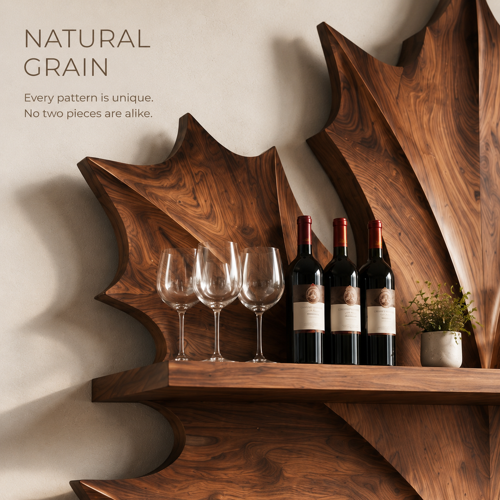 Solid Wood Wall Wine Rack with Glass Holder - Crescent - product image 05