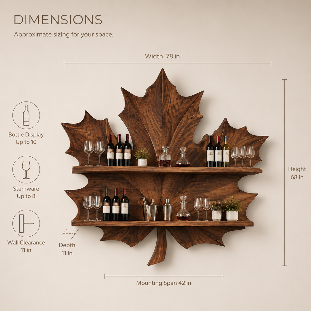 Solid Wood Wall Wine Rack with Glass Holder - Crescent - product image 08