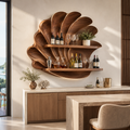 Solid Wood Wall Wine Rack with Glass Holder - Gallery Rail - main view