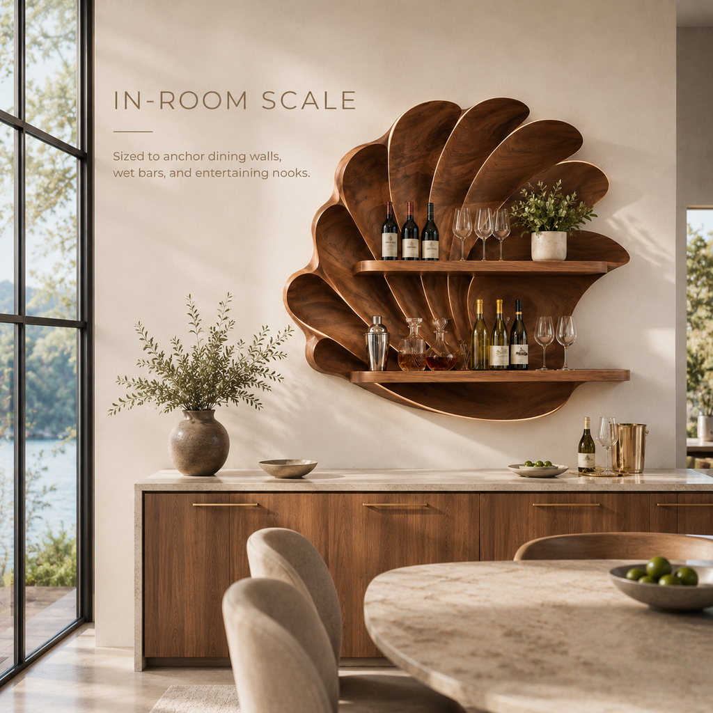Solid Wood Wall Wine Rack with Glass Holder - Gallery Rail - product image 04