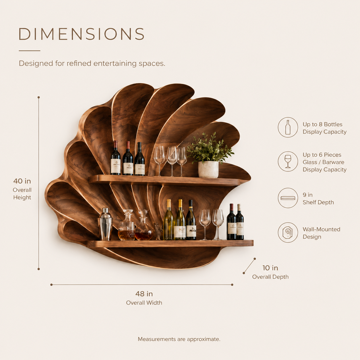 Solid Wood Wall Wine Rack with Glass Holder - Gallery Rail - product image 08