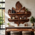 Solid Wood Wall Wine Rack with Glass Holder - Live Edge - main view
