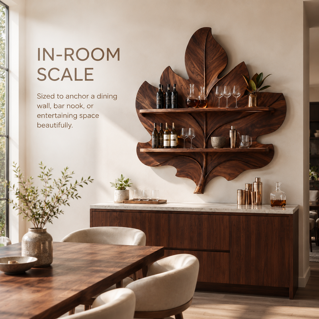 Solid Wood Wall Wine Rack with Glass Holder - Live Edge - product image 04