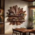 Solid Wood Wall Wine Rack with Glass Holder - Wave - main view