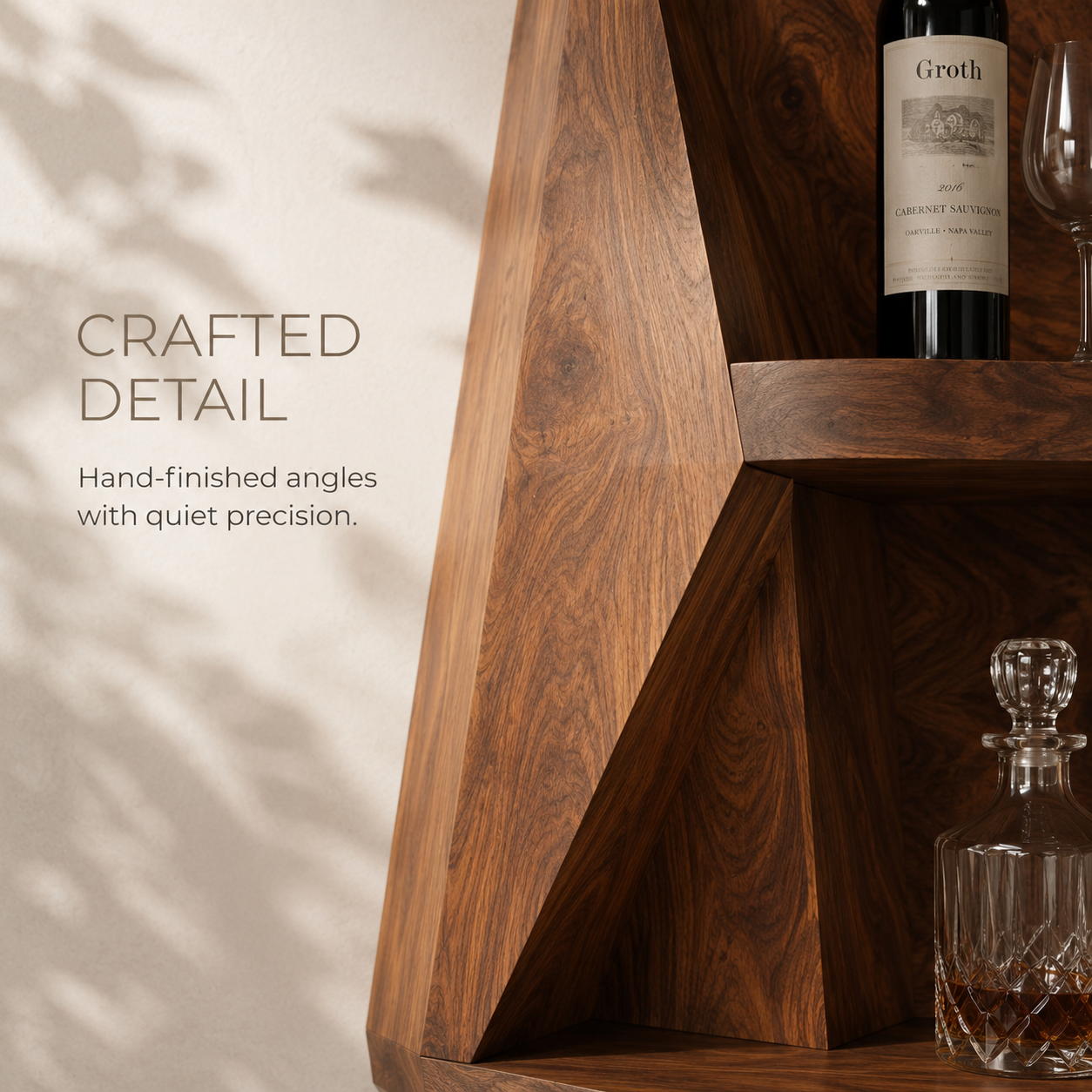 Solid Wood Wall Wine Rack with Glass Holder - Cellular - product image 04