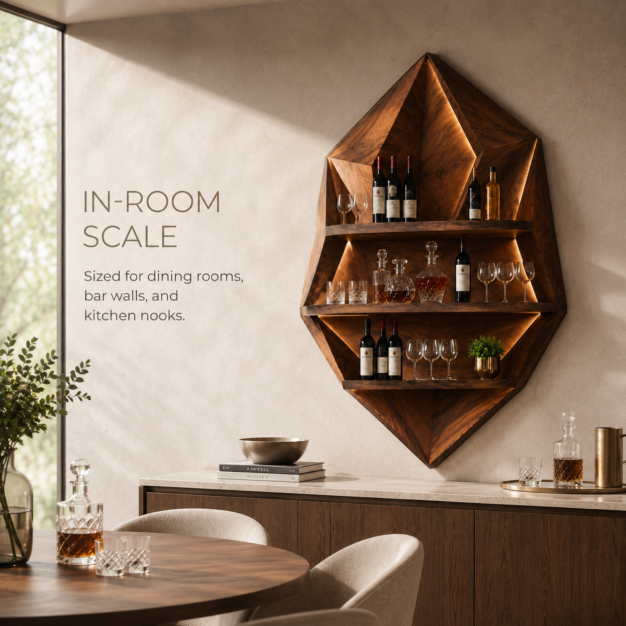 Solid Wood Wall Wine Rack with Glass Holder - Cellular - product image 05