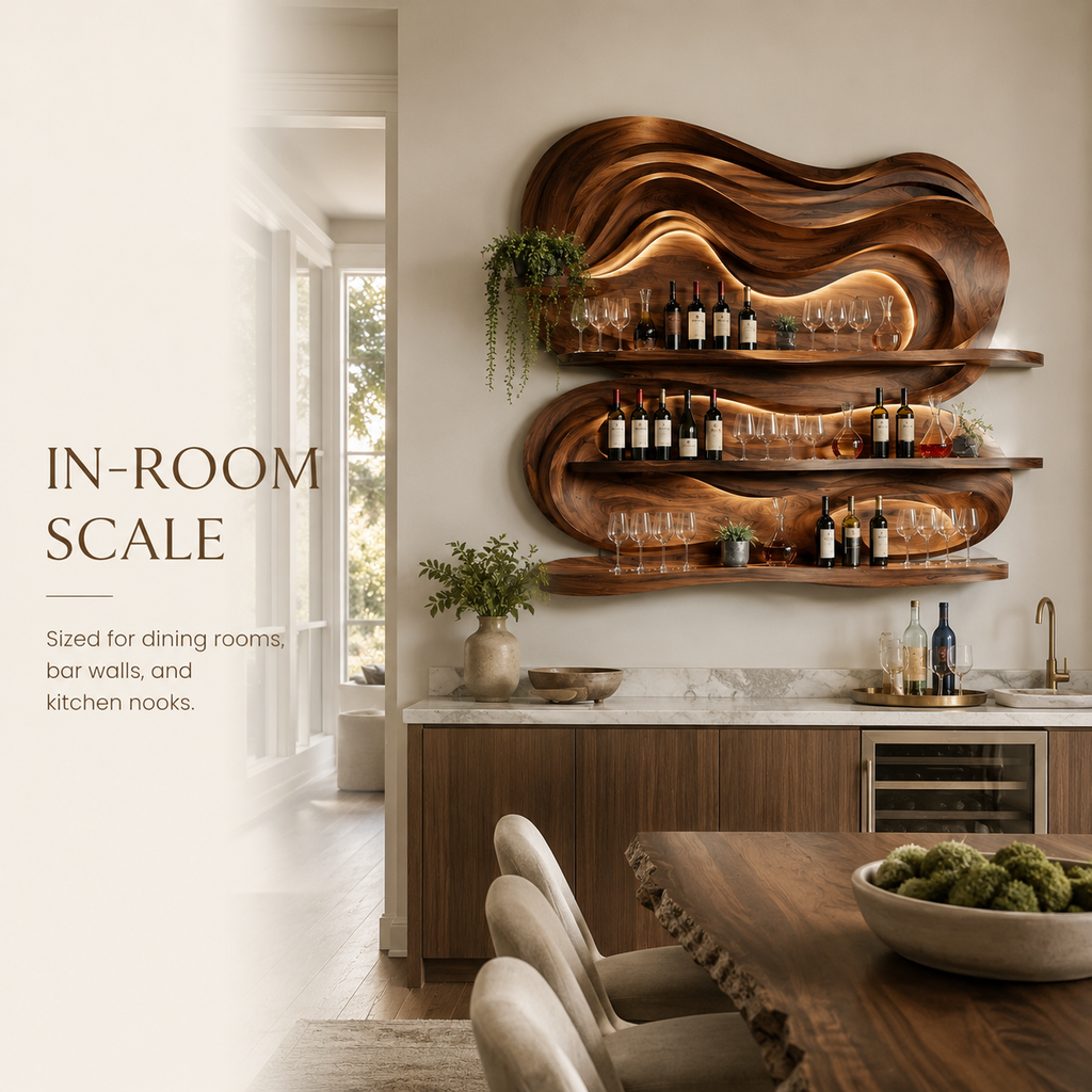 Solid Wood Wall Wine Rack with Glass Holder - Branch Form - product image 04