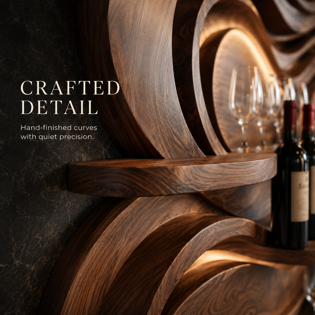 Solid Wood Wall Wine Rack with Glass Holder - Branch Form - product image 06