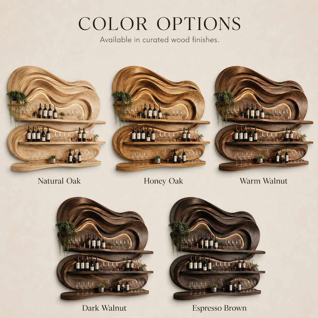 Solid Wood Wall Wine Rack with Glass Holder - Branch Form - product image 10
