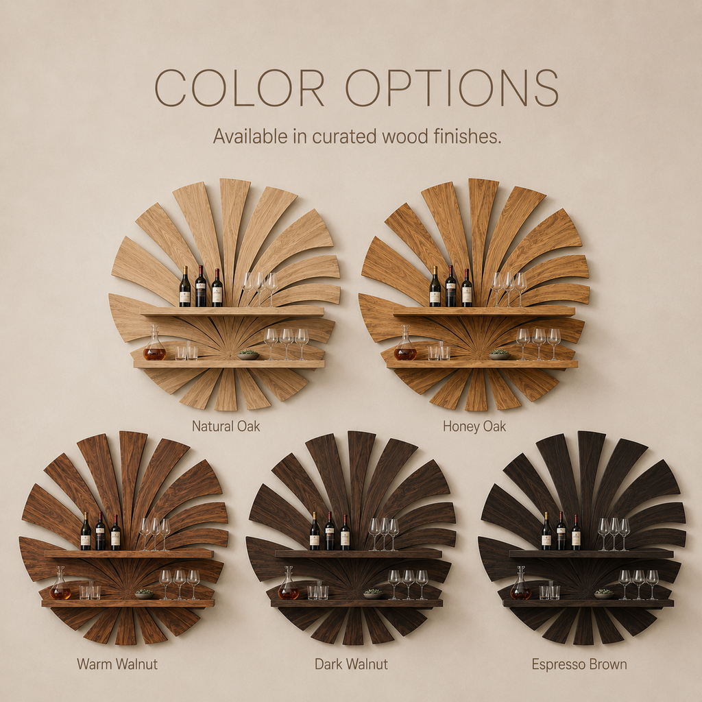Solid Wood Wall Wine Rack with Glass Holder - Arched - product image 11