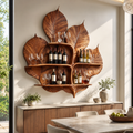 Solid Wood Wall Wine Rack with Glass Holder - Crescent - main view