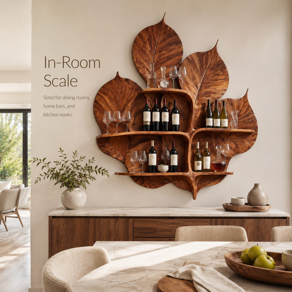 Solid Wood Wall Wine Rack with Glass Holder - Crescent - product image 04