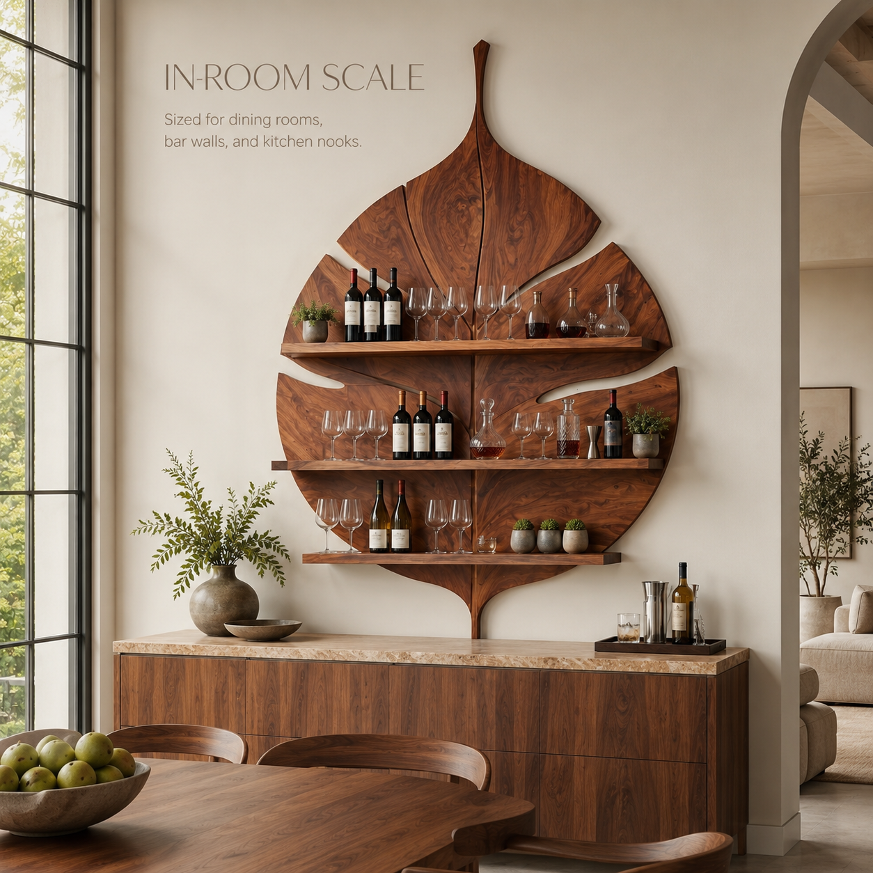 Solid Wood Wall Wine Rack with Glass Holder - Gallery Rail - product image 04