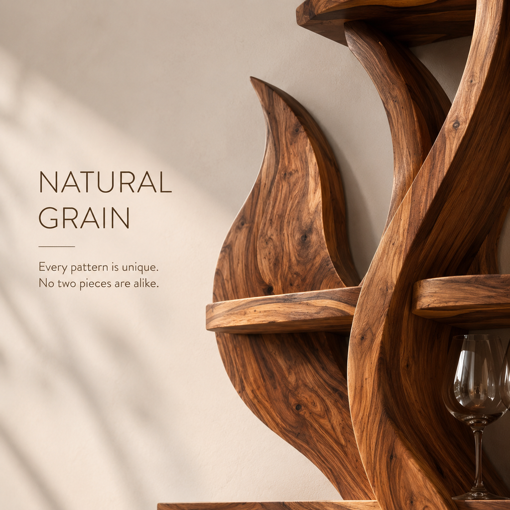 Solid Wood Wall Wine Rack with Glass Holder - Cellular - product image 05