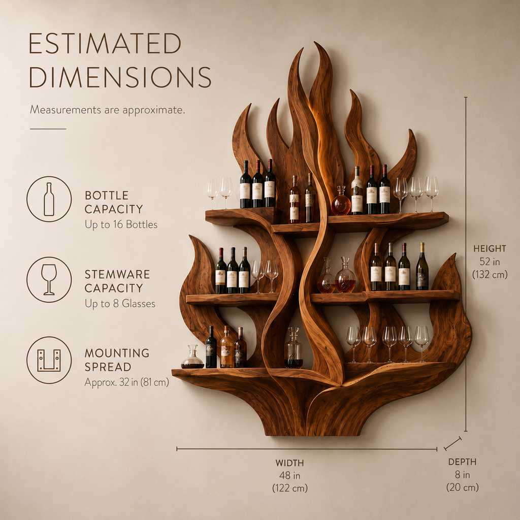 Solid Wood Wall Wine Rack with Glass Holder - Cellular - product image 08