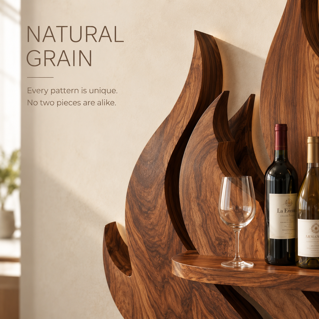 Solid Wood Wall Wine Rack with Glass Holder - Branch Form - product image 05