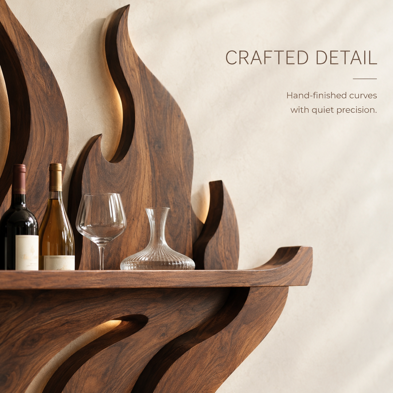 Solid Wood Wall Wine Rack with Glass Holder - Branch Form - product image 06