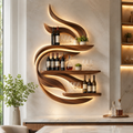 Solid Wood Wall Wine Rack with Glass Holder - Gallery Rail - main view